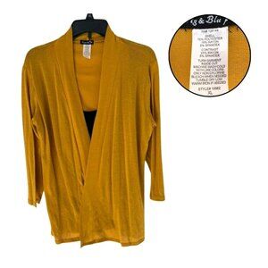 Fig and Blu Women’s XL Yellow Open Front Cardigan Lightweight Casual Blouse